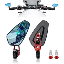  7/8" 22mm Universal Motorcycle Handle Bar End Rearview Side Rear View Mirrors 