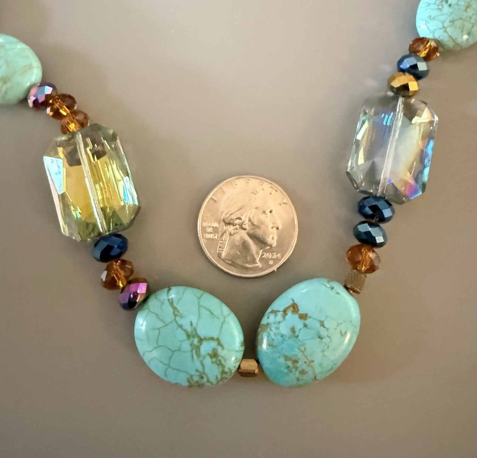 Statement Turquoise Colored Howlite Gemstone Crys… - image 6