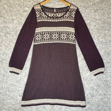 Fat Face Women’s Fair Isle Knit Jumper Dress Purple Size 8 Nordic Winter Sweater