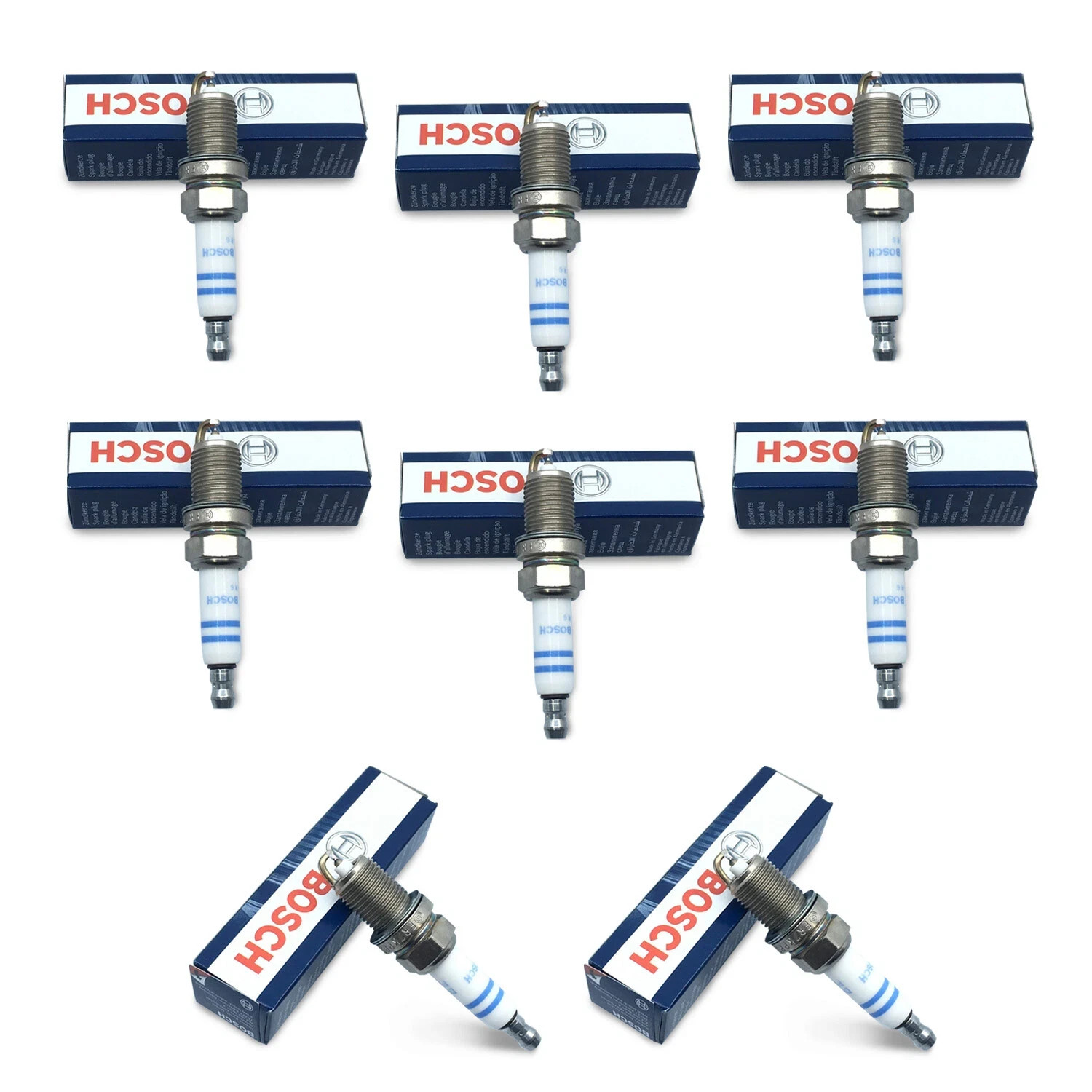 Set of 8 Bosch Double Platinum Spark Plugs For BMW E60 E63 E64 E65 E66 E53 4.8L