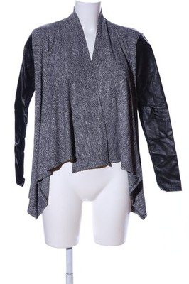 AMISU Cardigan Damen Jacke Gr. DE 34 hellgrau-schwarz Casual-Look