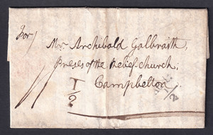 GB good 1836 folded Scottish entire with 'additional halfpenny' handstamps