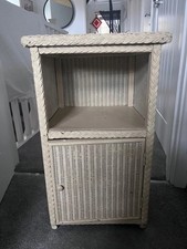 Lloyd Loom Retro Vintage Bedside Cabinet Cupboard painted distressed cream gc