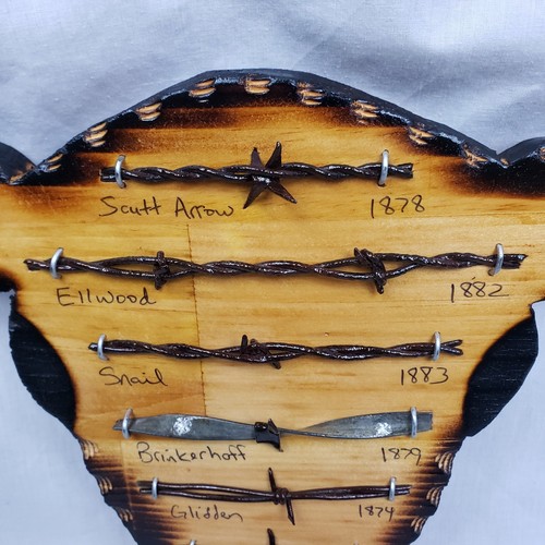 Antique Barbed Wire Display Authentic Barbwire Collection Long Horn Skull - Picture 3 of 9