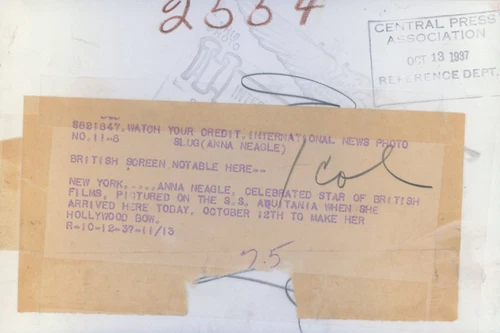 1937年 プレスフォト 英国女優 アンナ・ニーグル ニューヨーク オンライナー SS アクイタニア - 画像2/2