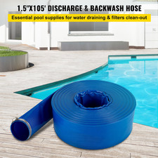 Discharge Hose, 1-1/2" x 105', PVC Fabric Lay Flat Hose, Heavy Duty Backwash Dra