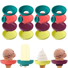 4 Pieces Ice Cream Creative Anti-Drip Popsicle Holder For Kids, Dishwasher Safe
