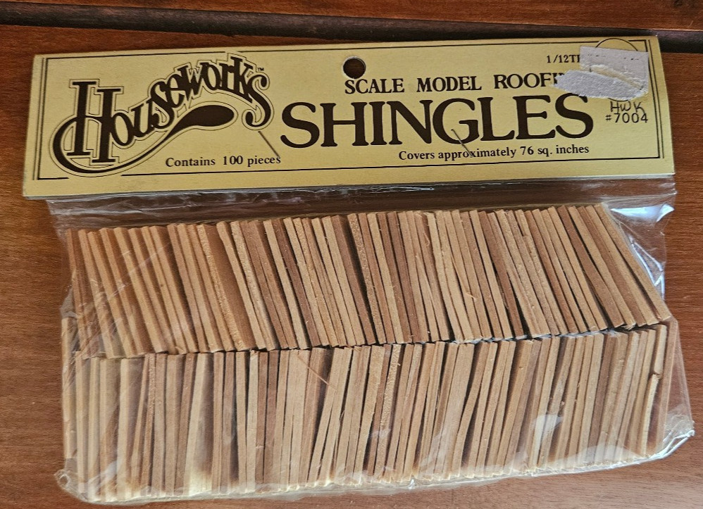 Dollhouse Shingles Square End 100 Pieces Light Wood 1:12 Scale Houseworks #7004