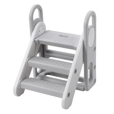 Foldable Toddler Step Stool w/Handles for Bathroom Sink,Adjustable 3 Step Stool