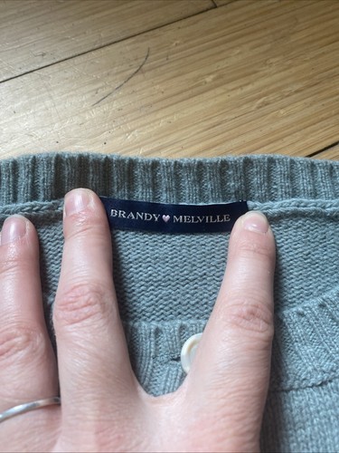 Brandy Melville maglione donna misto lana con bottoni piccolo blu/verde - Foto 2 di 8