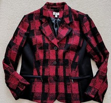 Oscar B Women's Red Black Check Jacket Blazer UK Size 18