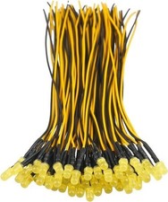 50pcs 12V 5mm Yellow Blinking LED Lights 1.5Hz Flashing Pre Wired 7.9 Inch DC