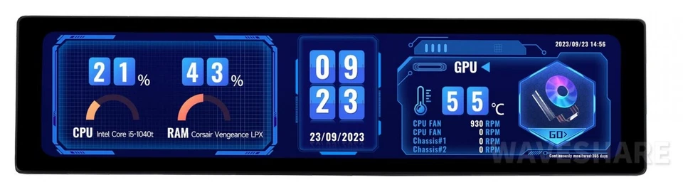 11.9inch IPS Display, 320×1480 Pixel, Toughened Glass Panel, HDMI Interface,