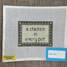 Handpainted Needlepoint Canvas A Chicken In Every Pot Read Description