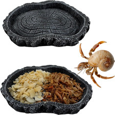2 Pack Shallow Reptile Food Bowls, Black - 2 Bowls