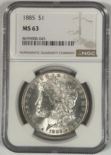 1885 O Morgan Silver Dollar Coin NGC MS 63-Label Error No Mint