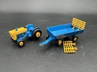 Matchbox Ford Tractor & Hay Trailer Blue No 39 & 40 Missing Some Tires Lesney