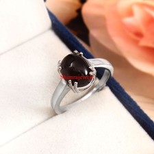 Natural Black Onyx Gemstone With 18k White Gold Plated Silver Women's Ring 189