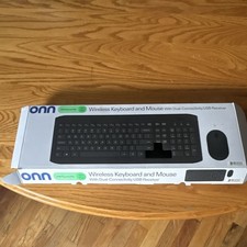ONN Wireless Keyboard  Mouse Bundle, USB Receiver, QWERTY, Black, 100009054