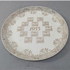 Vintage 1955 Calendar Plate 22K Gold Filigree Collector Mid Century Made in USA