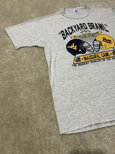 Vintage West Virginia Mountaineers Pitt Panthers Shirt Mens XL NCAA Football 199 - Picture 3 of 13