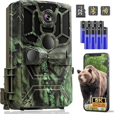 Wildkamera mit Handyübertragung App 5K Video 60MP Full HD WLAN Bluetooth