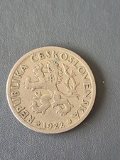 Czechoslovakia (First Republic) 1 Koruna Coin 1922 First Year