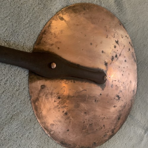 ANTYCZNA FRANCUSKA MIEDŹ 31cm POKRYWA GARNKA LIZAKA - ANTYCZNA POKRYWA PATELNI BLASZANA PODSZEWKA - Zdjęcie 5 z 8