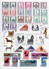 TIMBRES POLOGNE POLSKA OBLITERES COSTUMES CHIEN CHEVAUX