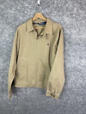 Vintage Polo Ralph Lauren Jacket Mens Large Tan Bomber Harrington Plaid Lined