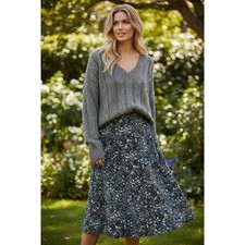 Christopher Banks Blue Floral Midi Skirt Size 10 Women Cottagecore Boho
