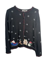 field gear vintage christmas winter cardigan long sleeve buttons size small