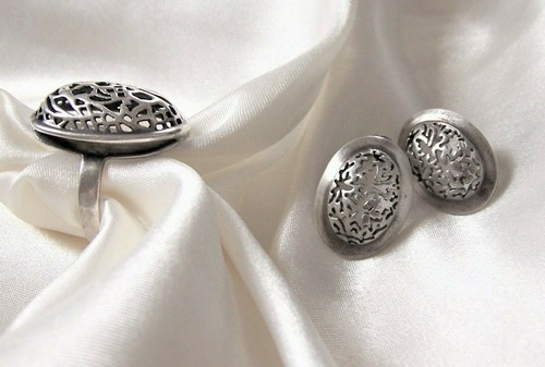 Antikschmuck, 925er Silber Ring und 925er Silber Ohrringe - Bild 2 von 12