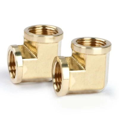 U.S. Solid 90 Degree Elbow Brass Fitting NPT 1/2" Female x 1/2" Female, 2pcs