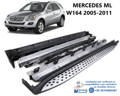 Pedane In Alluminio Per Mercedes Classe M W164 (2005-2011) – Set Completo Con Kit Montaggio – Omologate TÜV, Qualità OEM - 2