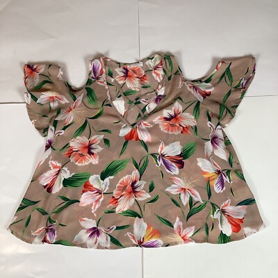 Lush Womens Blouse Shirt Top Size M Medium Short Sleeve Comfort Casual Floral