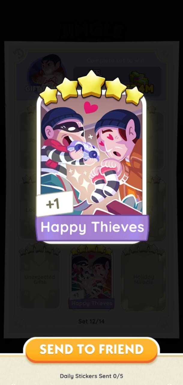 Happy Thieves- Jingle Joy- Monopoly Go -sticker 5 Star -Fast Sent -Affordable