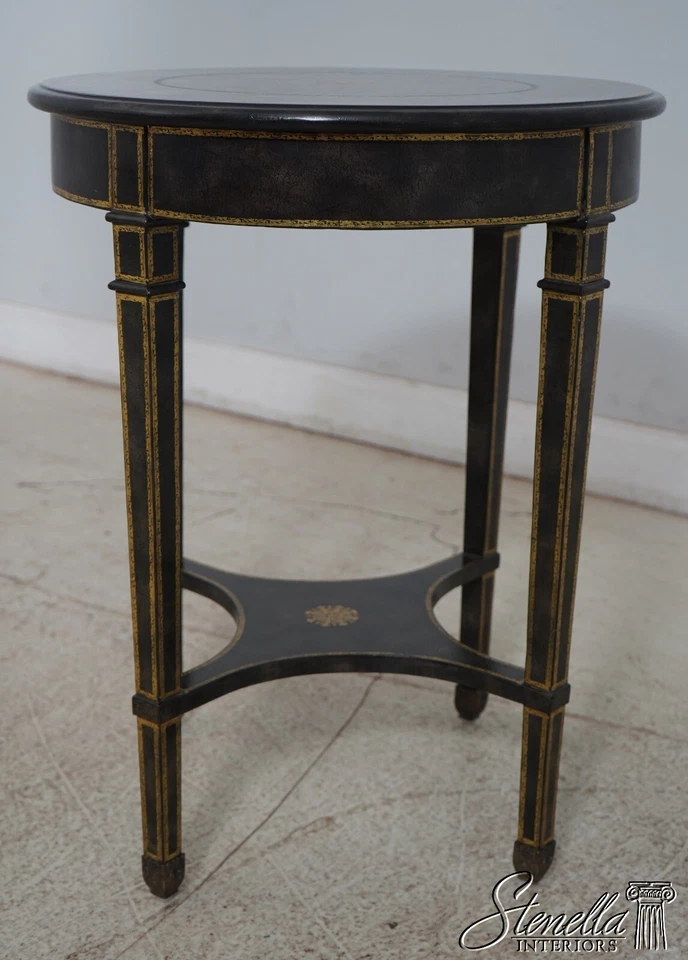 L66072EC: Lámpara de mesa redonda de cuero negro Maitland Smith Foto 2 de 4