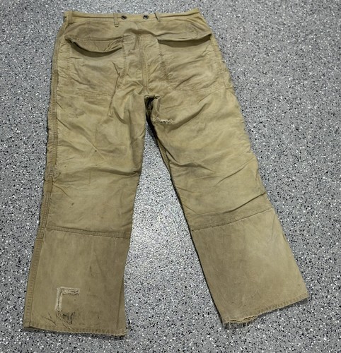 Vintage FILSON Double Knee Tin Waxed Cotton Work Pants Mens sz 32x30 USA - Picture 2 of 16