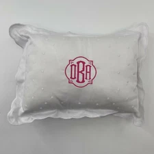 Tuckernuck Tots Baby Girl Pillow White Swiss Dot/Pink Embroidery OBA Initials