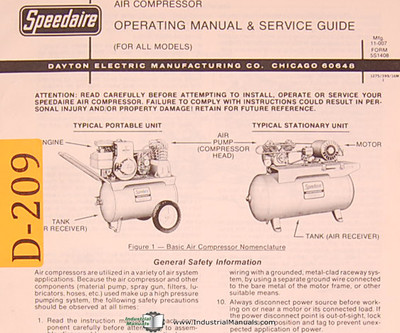 Dayton Air Compressor, All Models, Operations and Service Manual | eBay