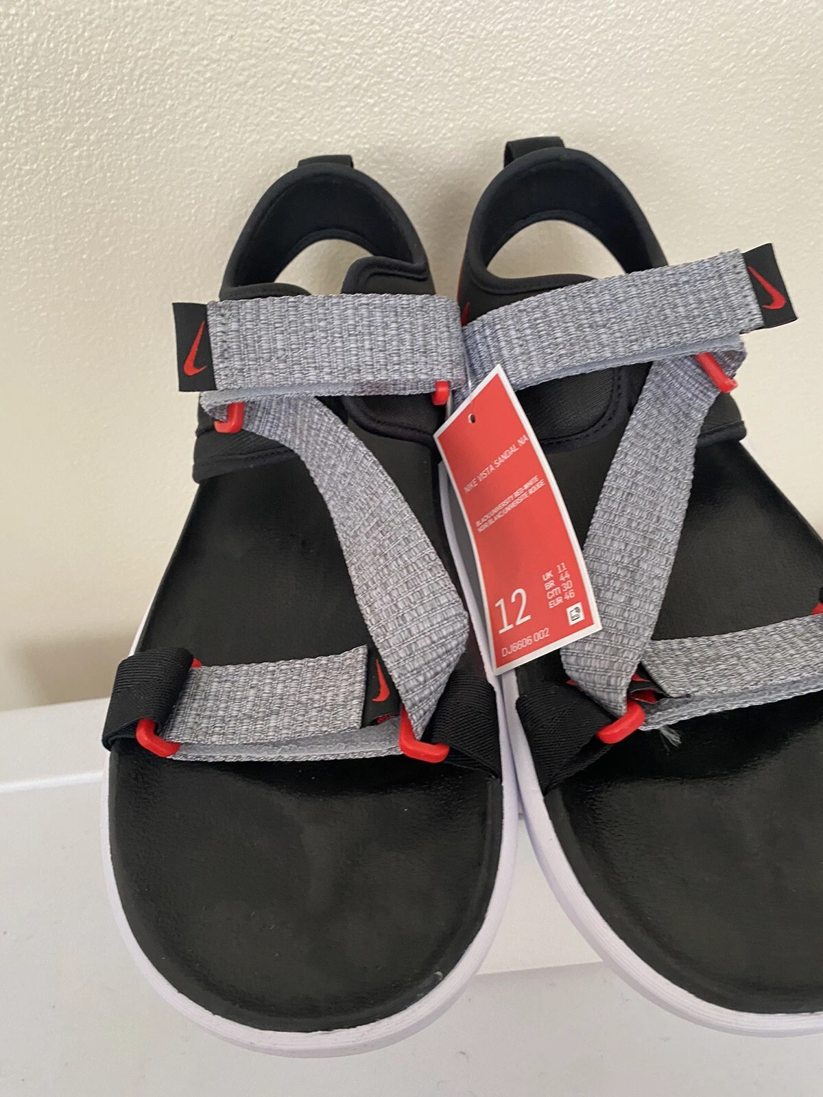 Nike Vista sandalo uomo taglia 12 triplo nero sandali sportivi scarpe cinturino DJ6606 002