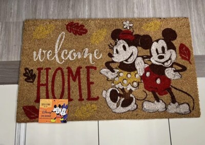 NWT Disney Mickey Minnie Mouse Welcome hom Mat Coir Fiber 18×28 Outdoor Entryway