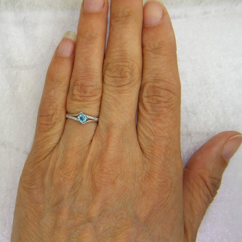 Topaz & Diamond 9ct White Gold ring size i ~ 4 1/2 - 第 7/7 張圖片