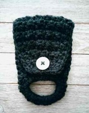 crochet handmade kitchen towel holder hanger ONLY gray black