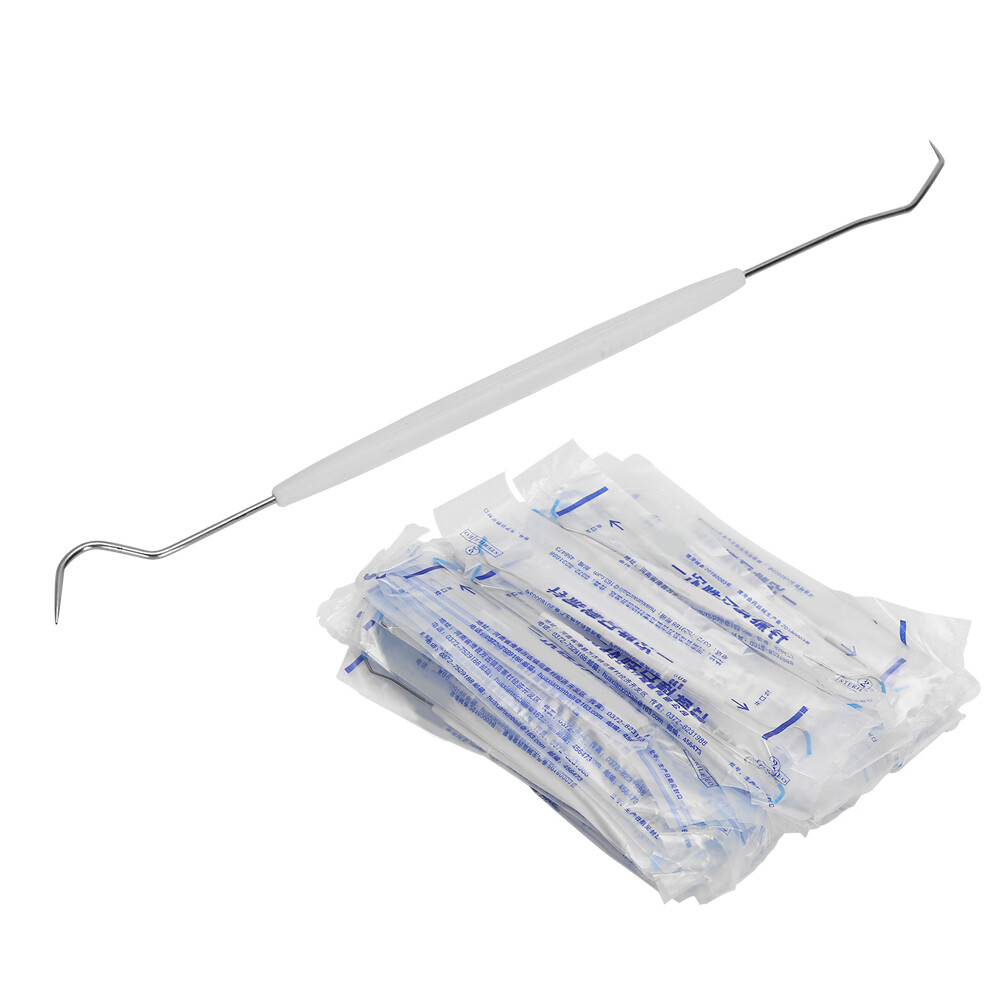 100pcs Disposable Dental Explorers Temporary Double Ends Probe Hook