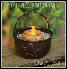 Mini Punched Star Colander Black Rustic Primitive Country Metal Kitchen Decor