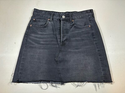 Denim by H&M Women’s Black Denim Button Fly Mini Skirt, Size