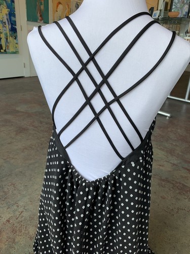 BCBGeneration Strappy Dress Black w/ White Polka Dots Sz Med - Picture 2 of 7