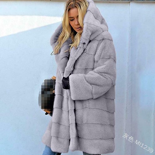 Women's Faux Fur Hooded Winter Coat Plush Long Parka Overcoat Plus Size Jacket - Picture 9 of 20